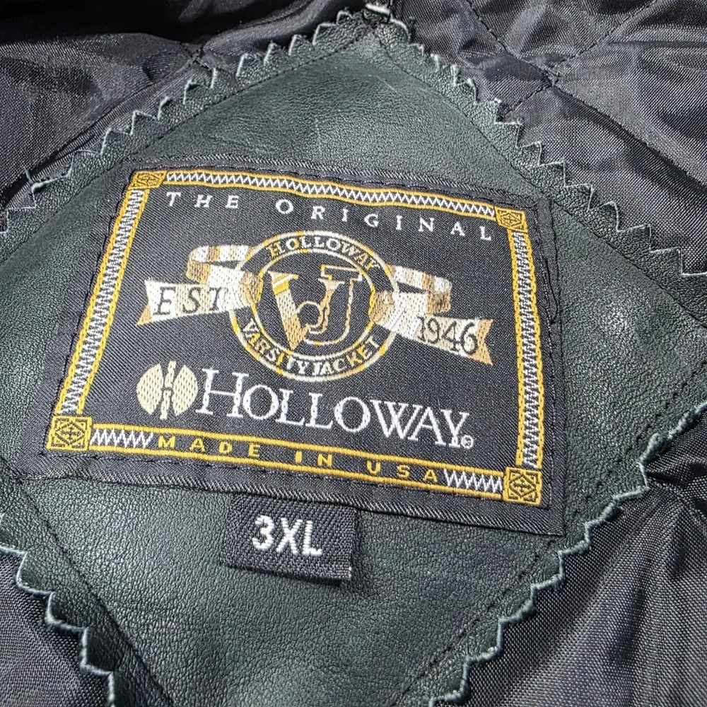 Holloway Varsity‎ Jacket Men's 3XL Plaid Wool Blend Leather Collar Quilted Lined